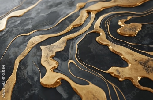 Abstract Gold and Black Swi...