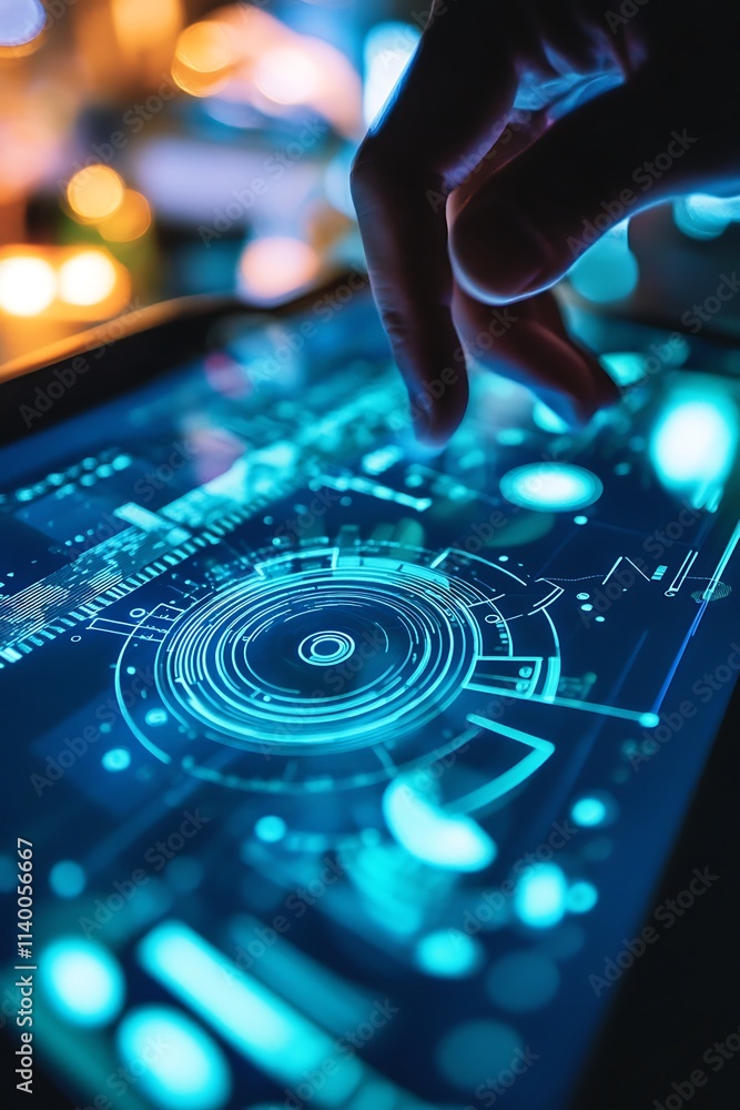 Obraz premium Closeup of a tablet screen displaying AI-generated intricate designs