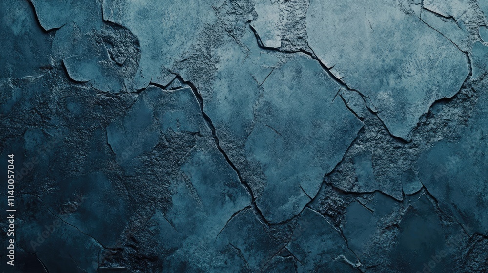 Obraz premium Cracked Blue Grey Concrete Wall Texture Abstract Background for Design and Artistic Projects