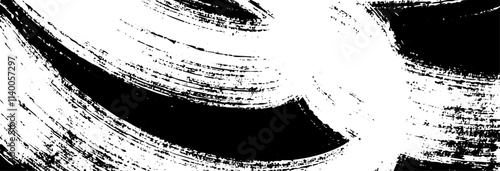 Abstract background with brush strokes and rough paint lines. Geometric black and white pattern with vintage effect. Flat vector illustration isolated