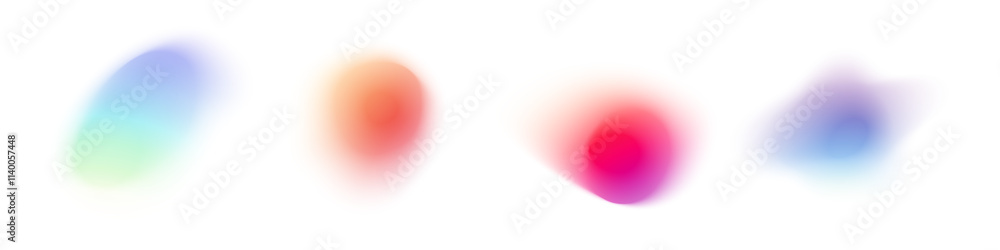 Y2K gradient shapes with blue blur colors. Abstract, fluid color. Flat vector illustration isolated on white.