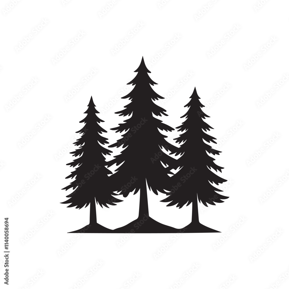 Obraz premium Christmas or Pine tree silhouette set collection vector illustration