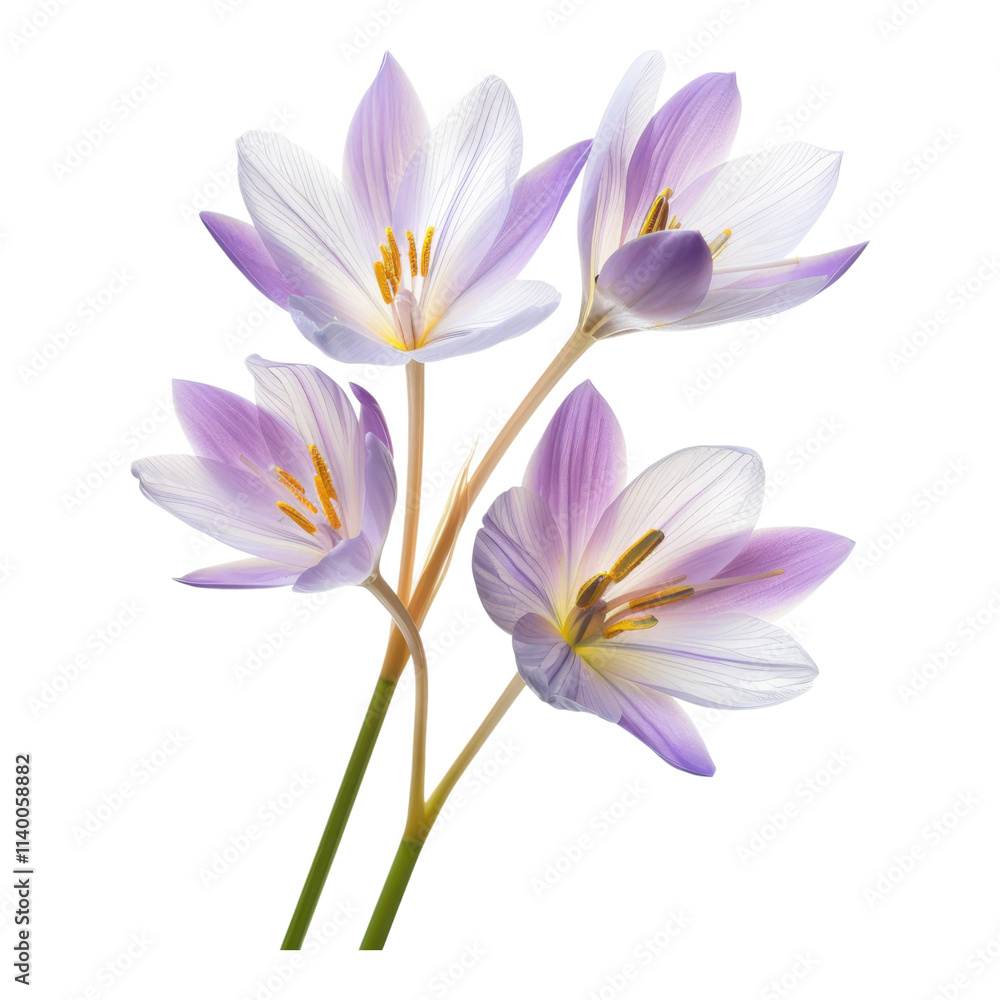 Delicate Purple and White Flowers in Close Up