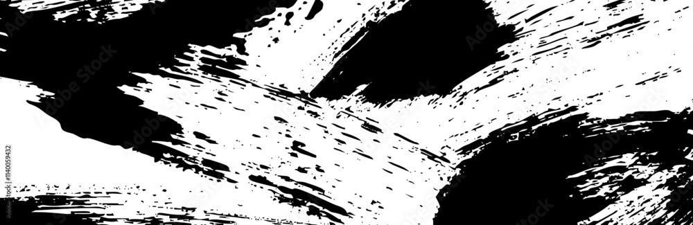 Obraz premium Rough brush strokes and crayon scrawls background. Black chalk texture with pencil lines and scratches on a graphic paper background. Flat vector illustration isolated