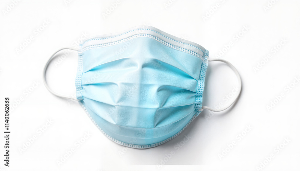 Blue disposable face mask close-up on white background Blue disposable face mask close-up on white background