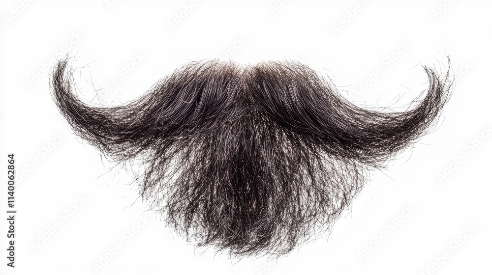 Close-up of a disheveled black beard isolated on a white background showcasing its texture and unique style Close-up of a disheveled black beard isolated on a white background showcasing its texture and unique style