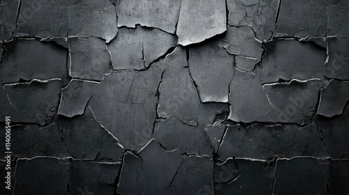 Aged cracked concrete wall texture with vintage appeal ideal for backgrounds or artistic projects in design and architecture. photo