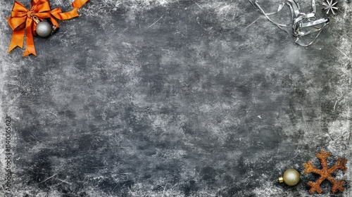 Christmas Background Modern Holiday Decor with Minimalist Christmas Ornaments on a Textured Grey Background