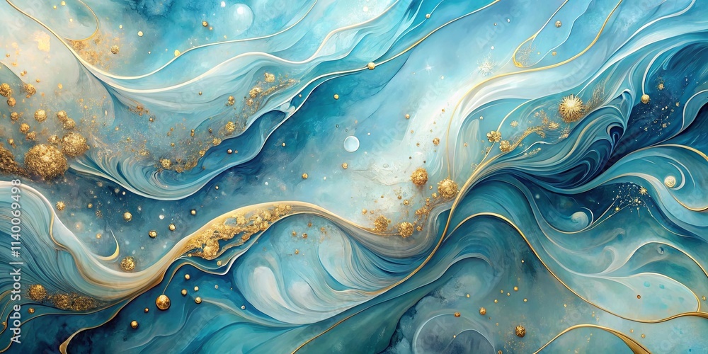 Abstract Ocean Waves with Gold Accents Serene and Luxurious Fluid Art Design Abstract Ocean Waves with Gold Accents Serene and Luxurious Fluid Art Design