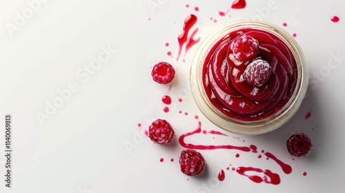 Raspberry Delight: Creamy Dessert with Fresh Raspberries and Vibrant Coulis
