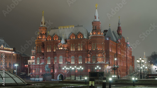 The State Historical Museum of Russia timelapse hyperlapse. Located between Red Square and Manege Square in Moscow