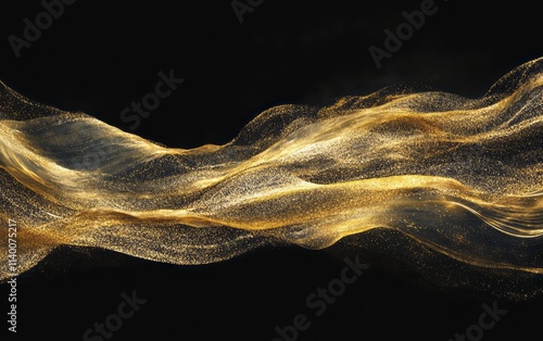 Golden Glitter Waves Flowin...