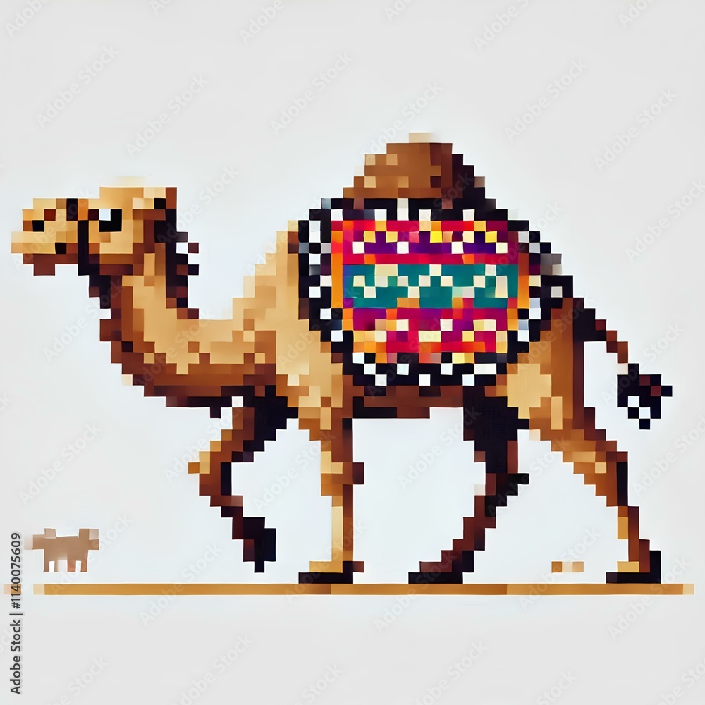Fototapeta premium Cute Camel Pixel Art Design