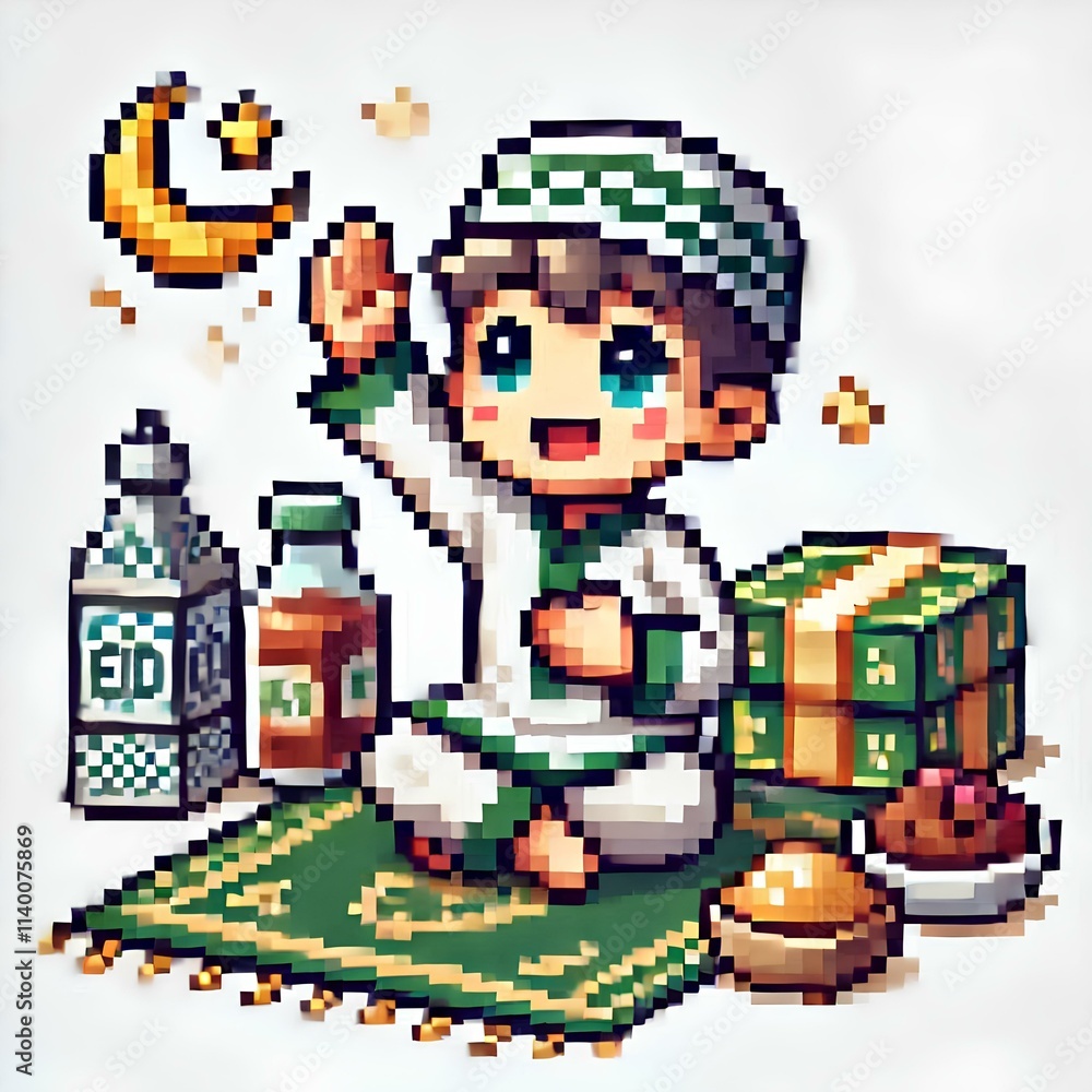 Eid Celebration in Pixel Art Eid Celebration in Pixel Art