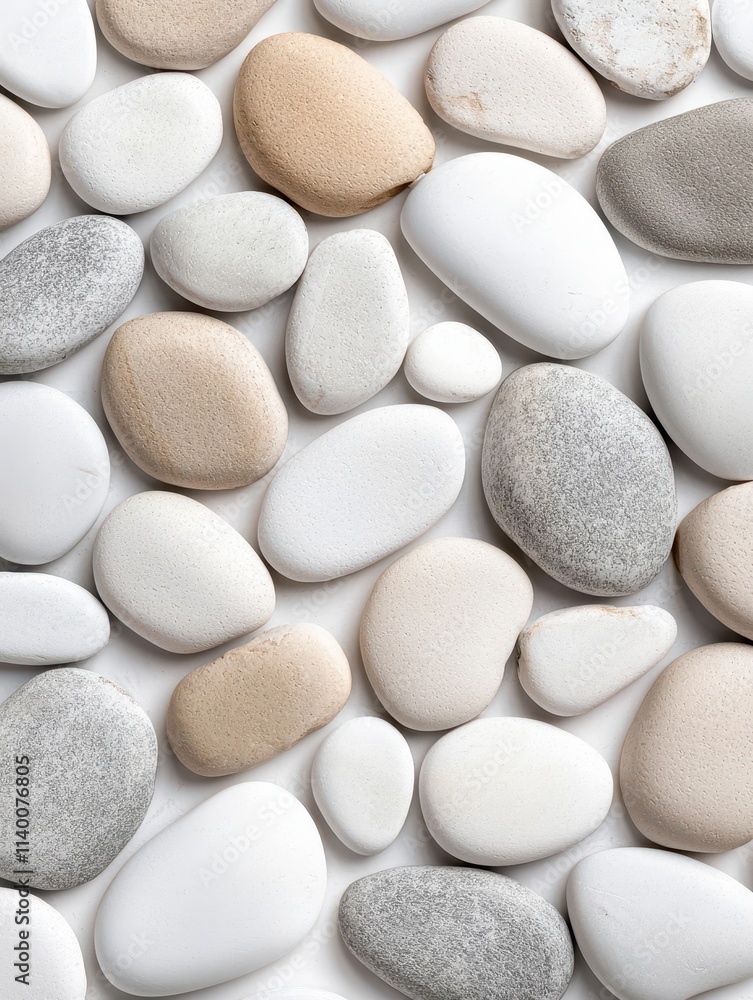 Smooth and Polished Pebbles in Various Shades of White and Beige for Natural Decor Smooth and Polished Pebbles in Various Shades of White and Beige for Natural Decor