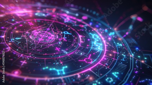 Neon Zodiac Chart: A Futuristic Display of Astrological Signs