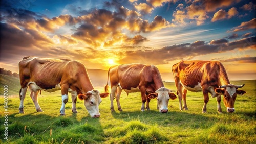 Wallpaper Mural Isolated Cows Landscape Photography - AI Art Torontodigital.ca