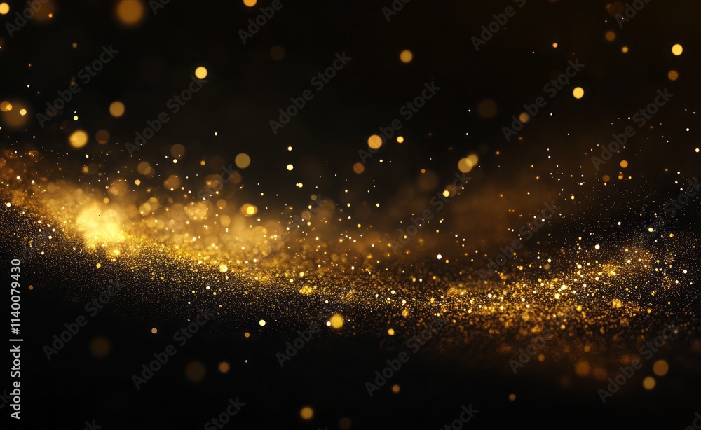 Obraz premium Golden glitter sparkles on black background