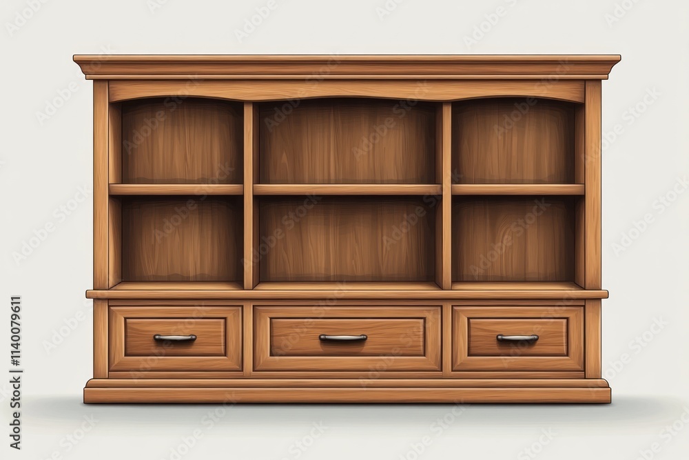 Wooden cabinet with shelves and drawers. Wooden cabinet with shelves and drawers.