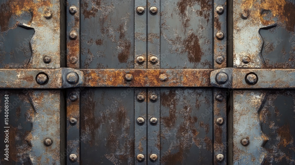 Rusty metal plate with weathered texture and corroded surface detailed for industrial or vintage backgrounds and design elements. Rusty metal plate with weathered texture and corroded surface detailed for industrial or vintage backgrounds and design elements.