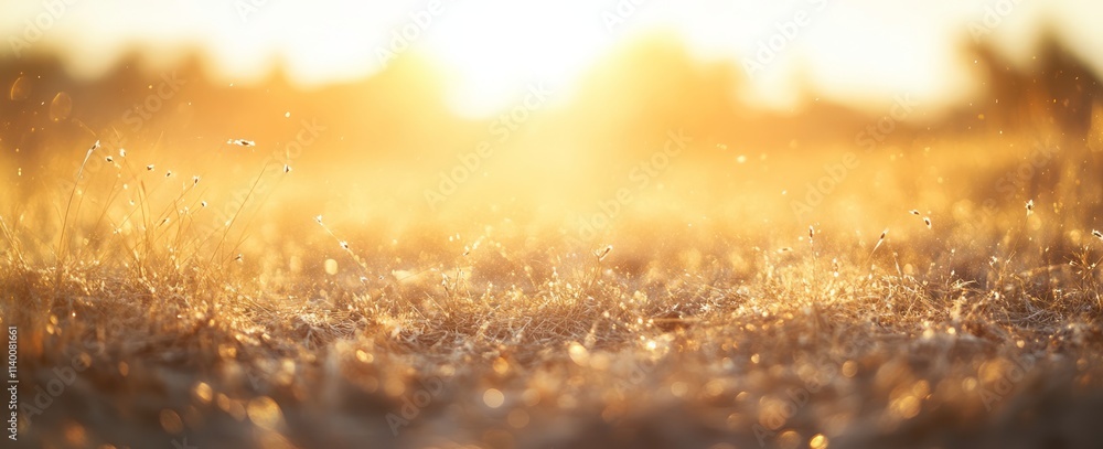 Fototapeta premium Golden Grass Field Sunset Glow Nature Scene