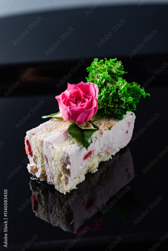 slice of birthday cake with butter cream slice of birthday cake with butter cream