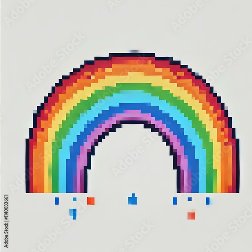 Simple Pixel Art Rainbow on White Background photo