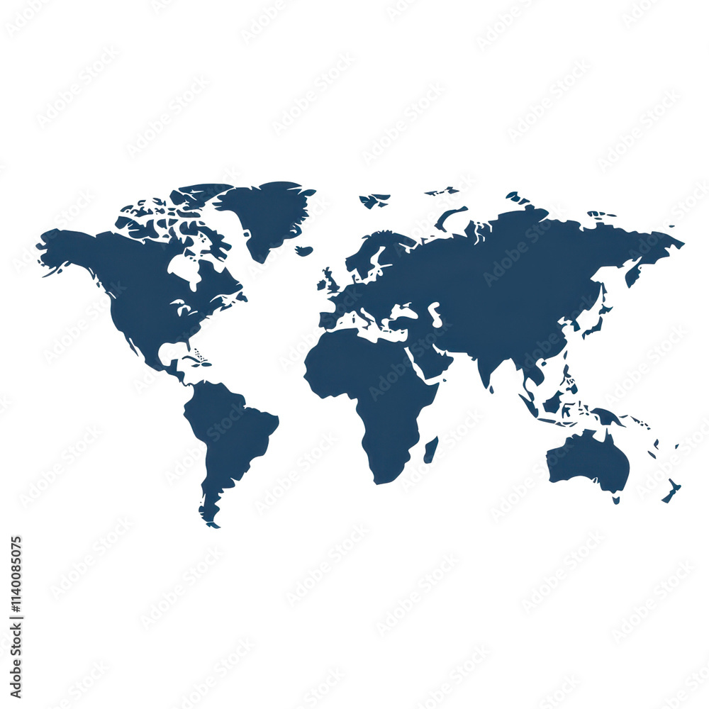 Fototapeta premium Minimalist flat illustration of global connections aerial view of world map in modern digital art