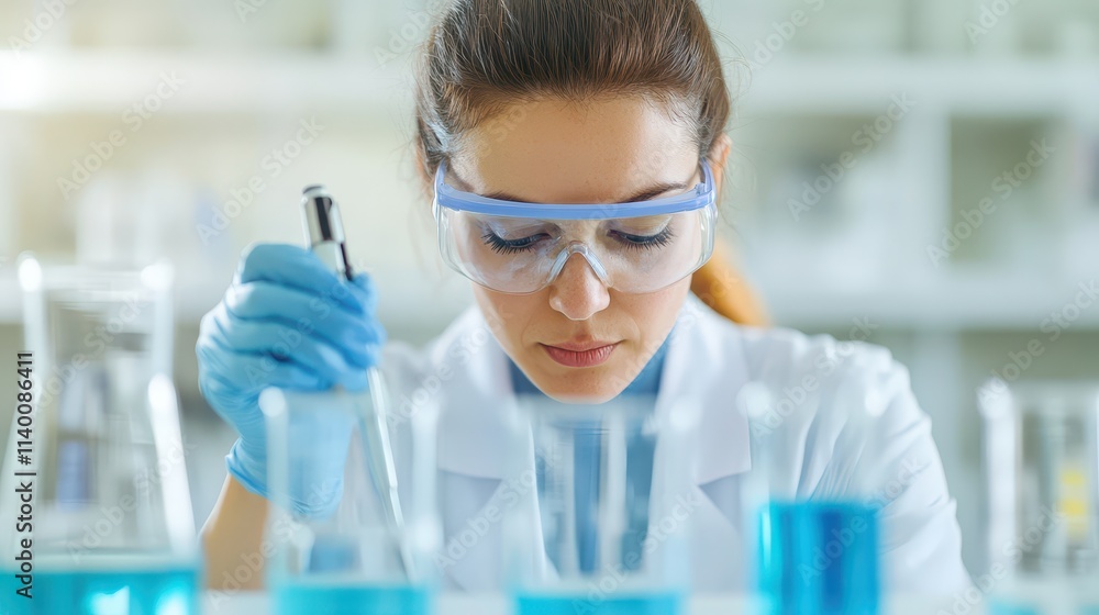 A focused scientist in a lab while conducting experiments and analyzing results in a modern laboratory setting. A focused scientist in a lab while conducting experiments and analyzing results in a modern laboratory setting.