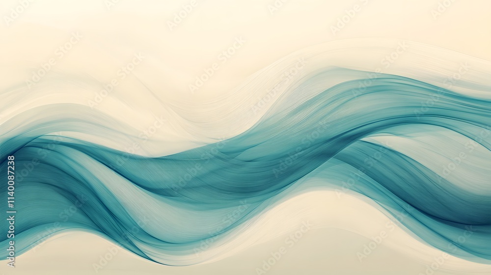 Fototapeta premium Flowing Waves: Relaxing Teal and Sand Gradients for Peaceful Designs