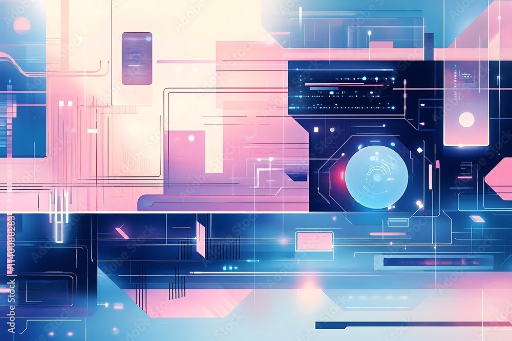 Futuristic digital environment with AI generating abstract designs Futuristic digital environment with AI generating abstract designs