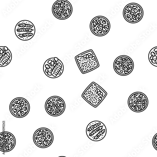 fish dishes vector seamless pattern thin line illustration
