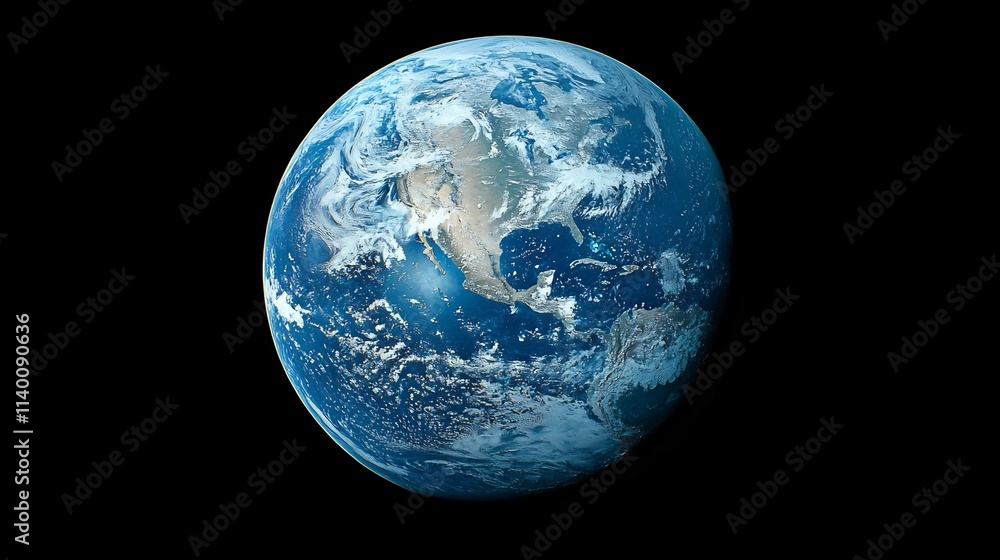 Glowing Blue Planet Earth From Outer Space with Swirling White Clouds Glowing Blue Planet Earth From Outer Space with Swirling White Clouds