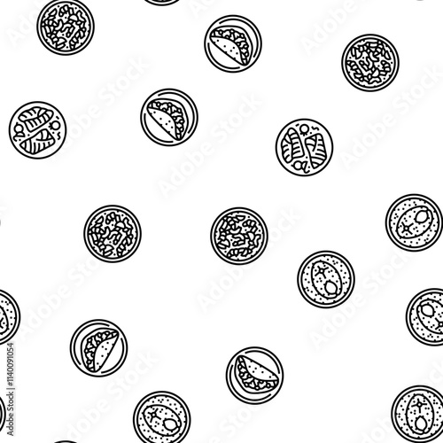 fish dishes vector seamless pattern thin line illustration
