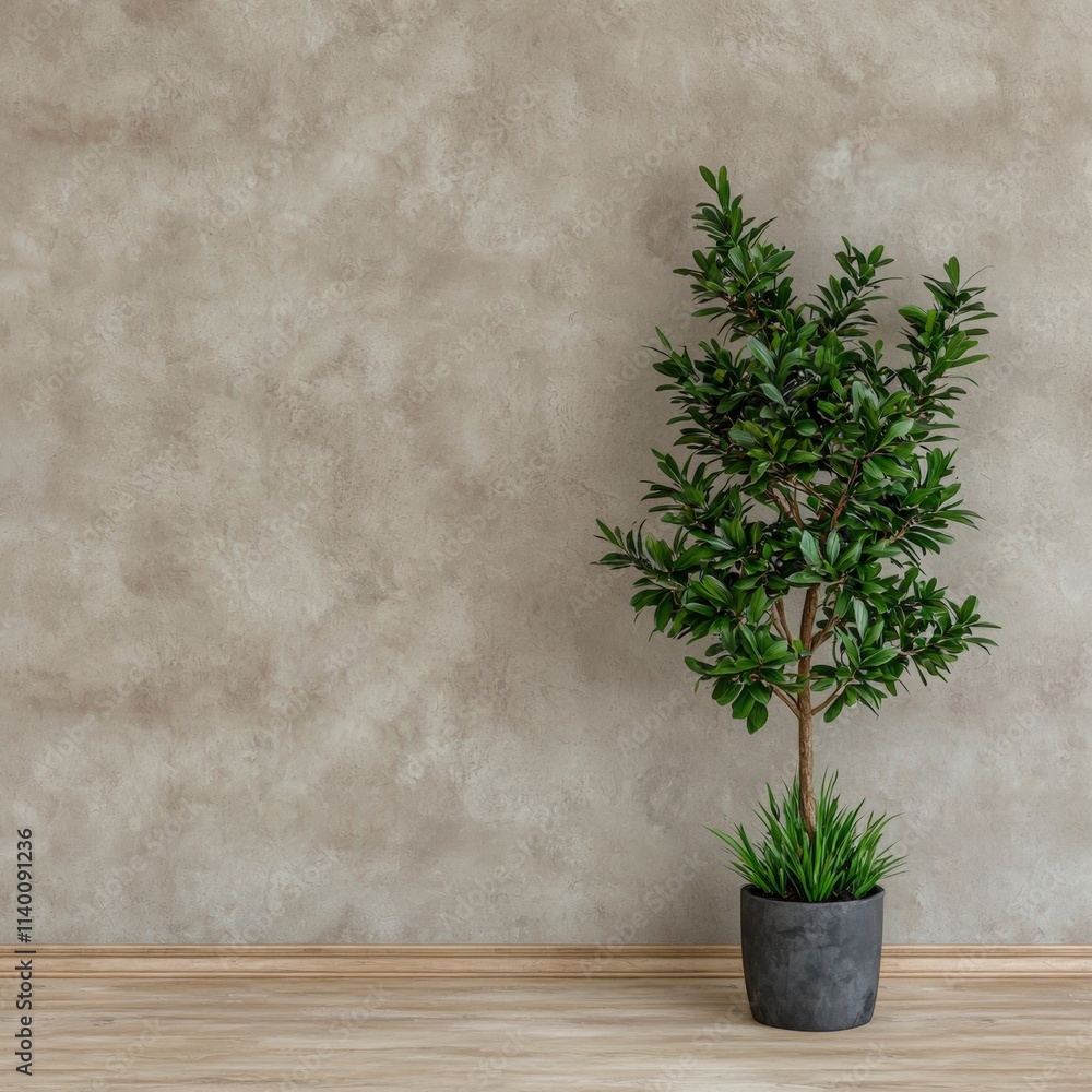 Minimalist Interior Grey Wall Potted Plant Sunlight Minimalist Interior Grey Wall Potted Plant Sunlight