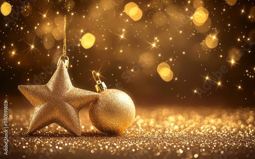 Golden Star and Bauble on G...