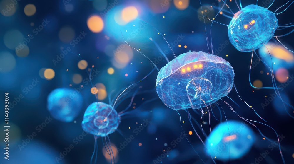 Naklejka premium Ethereal Jellyfish in Futuristic Lighting