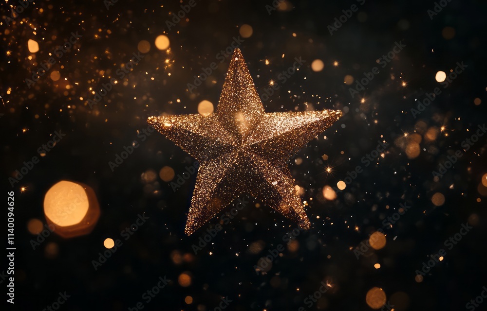 Glittering Gold Star Festive Holiday Decoration Glittering Gold Star Festive Holiday Decoration