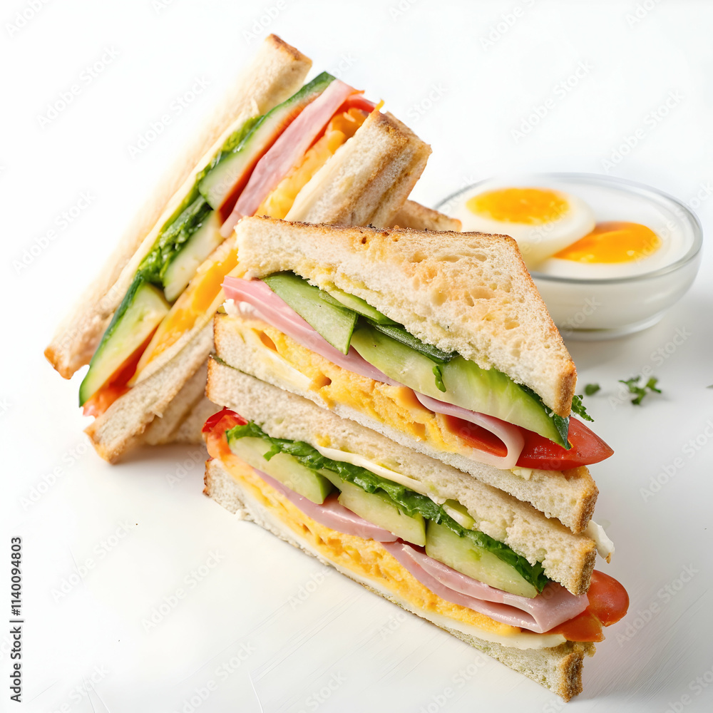 Panini sandwich with ham cheese tomato and arugula Panini sandwich with ham cheese tomato and arugula
