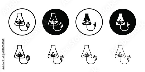 Biomass energy icon Thin line flat illustration