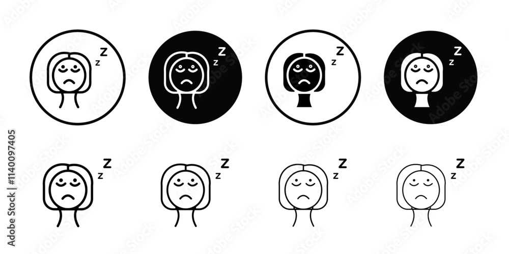 Cant fall asleep icon Thin line flat illustration Cant fall asleep icon Thin line flat illustration