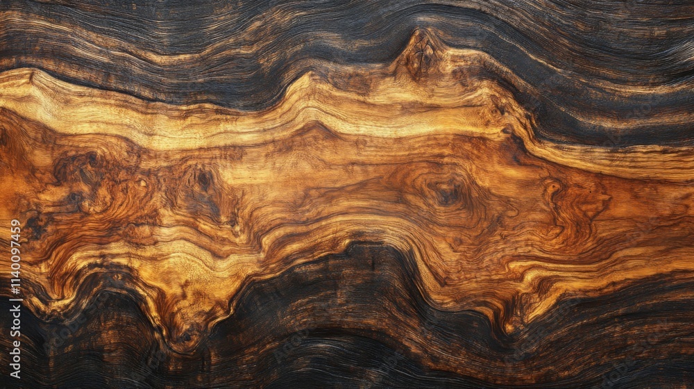 Richly textured wood grain exhibits striking color variations Richly textured wood grain exhibits striking color variations