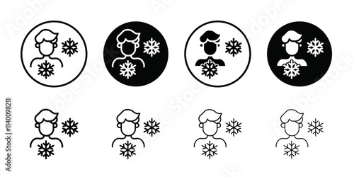Cold human icon Thin line flat illustration