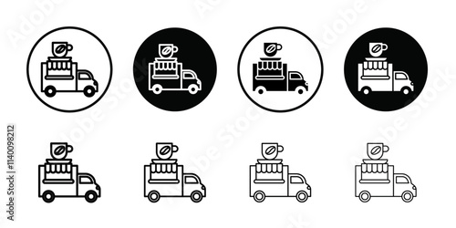 Coffee truck icon Thin line flat illustration