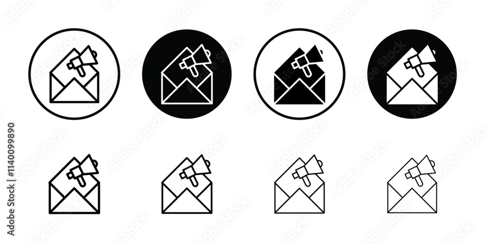 Email marketing icon Thin line flat illustration Email marketing icon Thin line flat illustration