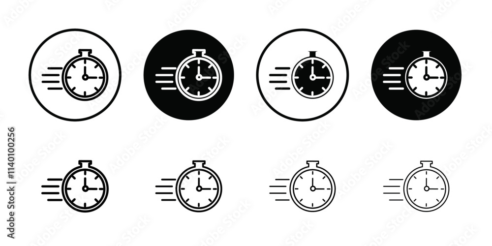 Fast time icon Thin line flat illustration Fast time icon Thin line flat illustration