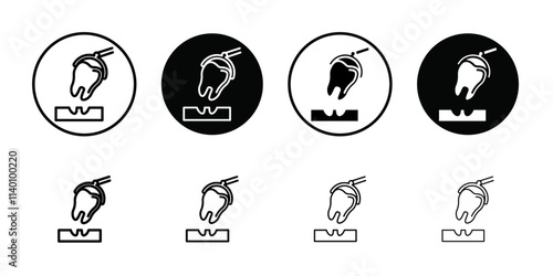 Extraction tooth icon Thin line flat illustration