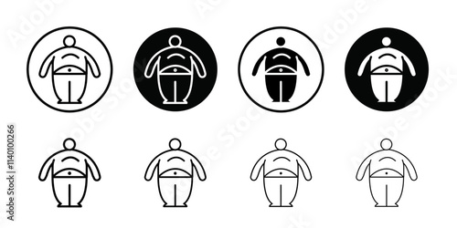 Fat man icon Thin line flat illustration