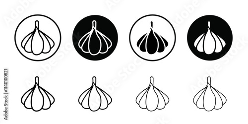 Garlic icon Thin line flat illustration