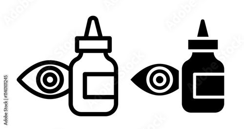 Eye drop Icons. black and white vector illustration set.